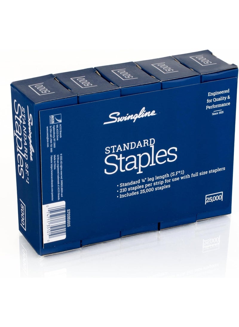 Swingline Staples, 5 Pack, Standard Staples for Desktop Staplers, 1/4" Length, 210/Strip, 5000/Box (35101) - Image 2