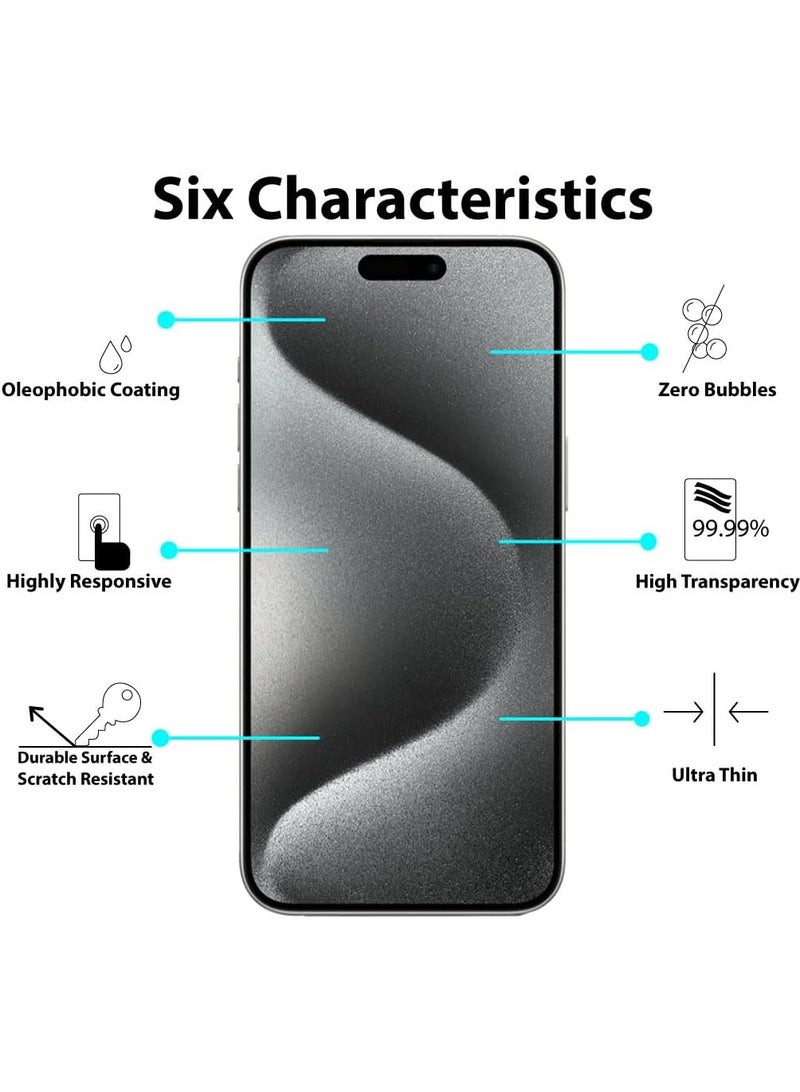 Screen protector Compatible with iPhone 15 Pro Max 5G, Tempered Glass Screen Protector,[Bubble Free][Anti-Glare][HD Full Coverage][Easy Installation][Scratch Resistant] - Image 2
