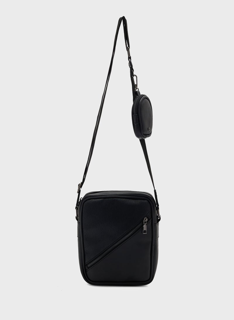 Robert Wood Crossbody Messenger Bag With Mini Pouch  - Image 1