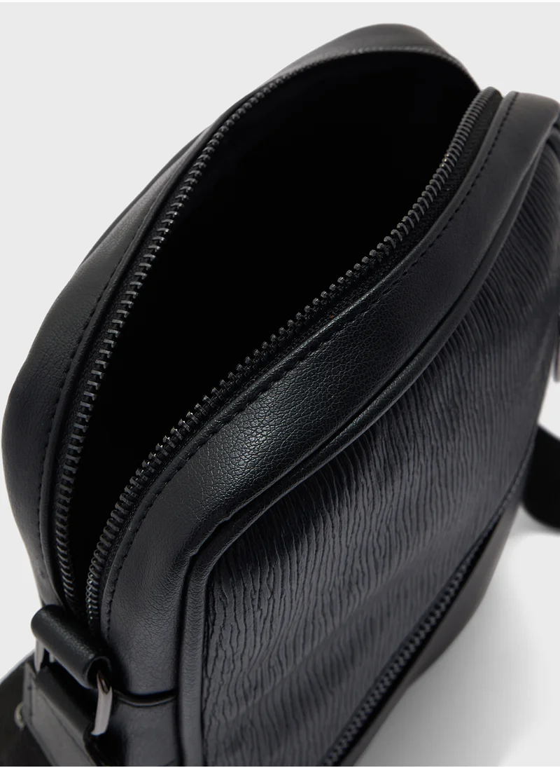 Robert Wood Crossbody Messenger Bag With Mini Pouch