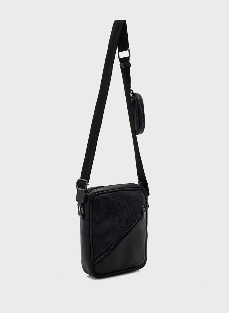 Robert Wood Crossbody Messenger Bag With Mini Pouch  - Image 3