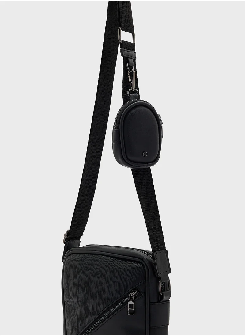 Robert Wood Crossbody Messenger Bag With Mini Pouch