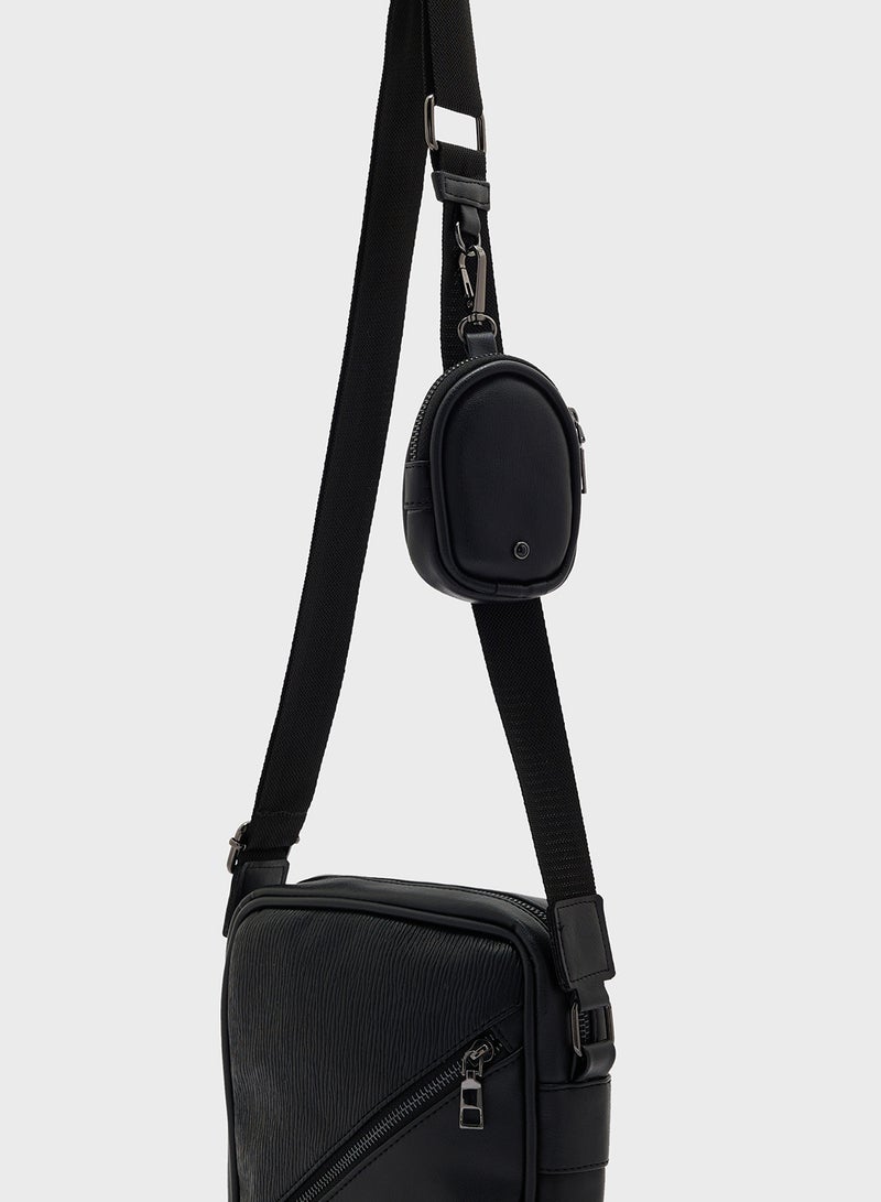 Robert Wood Crossbody Messenger Bag With Mini Pouch  - Image 4