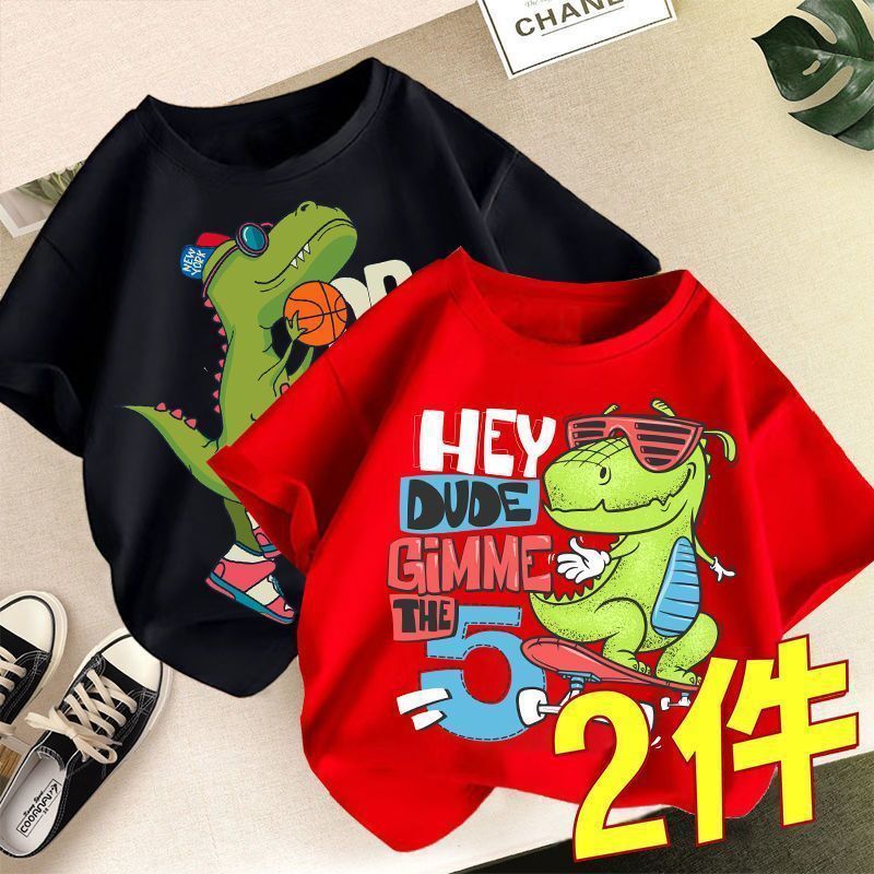 100 Cotton 24 New Little Boy'S Cotton T-Shirt Short-Sleeved Half-Sleeved Summer Thin Summer Wear Breathable Loose Children'S Wear 12 - Image 1