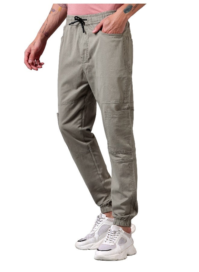 Beyoung Clay Beige Cut and Sew Cargo Men Jogger Pants  - Image 1