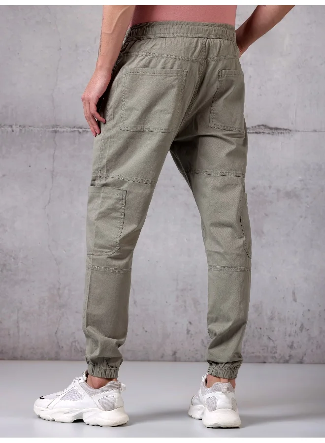 Beyoung Clay Beige Cut and Sew Cargo Men Jogger Pants