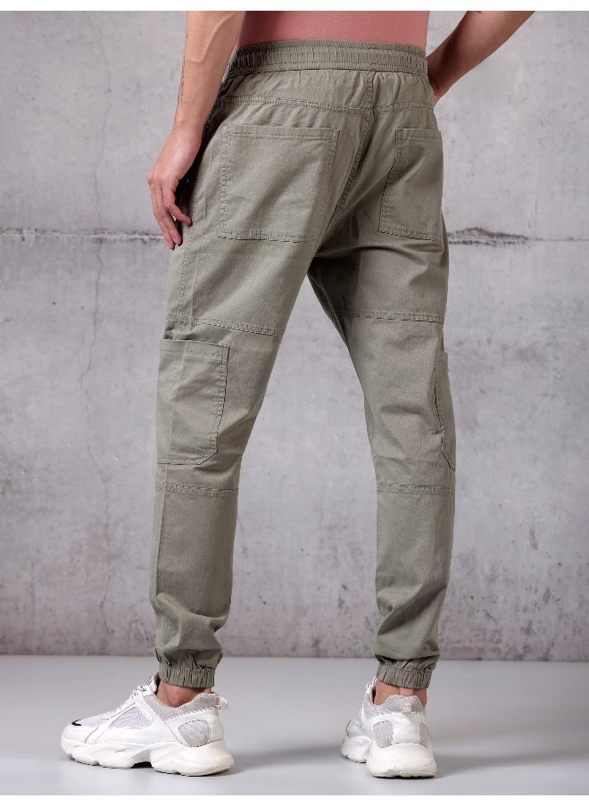 Beyoung Clay Beige Cut and Sew Cargo Men Jogger Pants  - Image 4