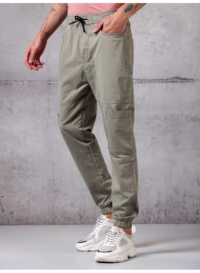Beyoung Clay Beige Cut and Sew Cargo Men Jogger Pants