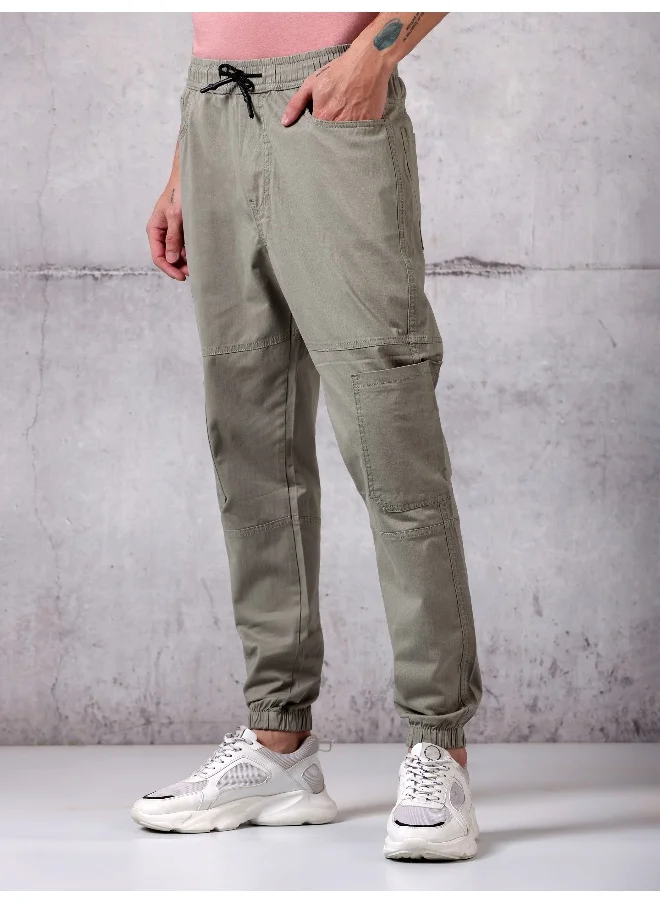 Beyoung Clay Beige Cut and Sew Cargo Men Jogger Pants