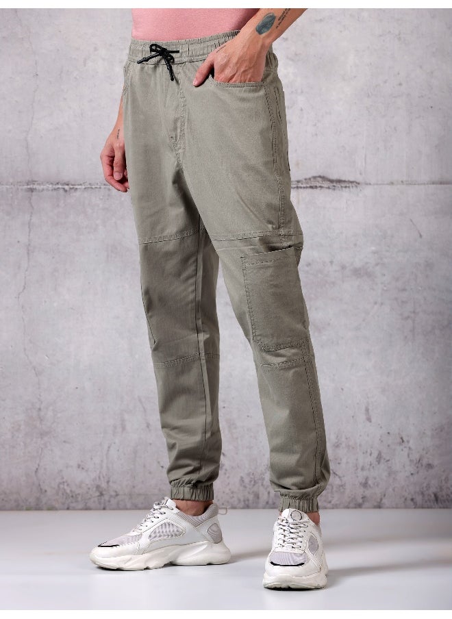Beyoung Clay Beige Cut and Sew Cargo Men Jogger Pants  - Image 2