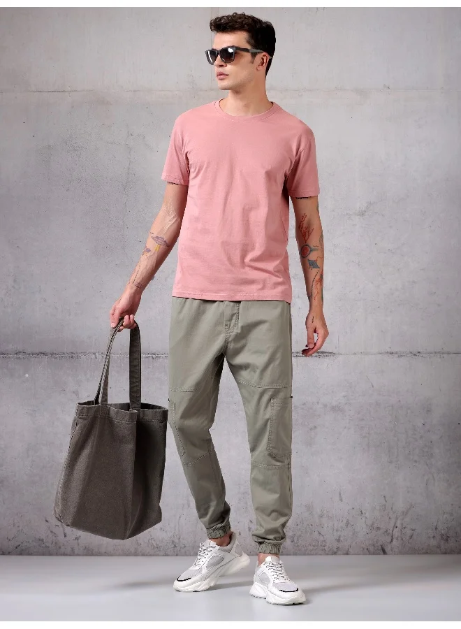 Beyoung Clay Beige Cut and Sew Cargo Men Jogger Pants