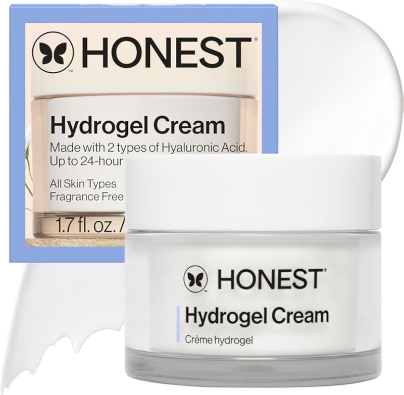 Honest Beauty Hydrogel Cream with Hyaluronic Acid | Lightweight, Moisturizing Water Cream | Gentle for Sensitive Skin, Fragrance Free, Vegan | 1.7 fl oz
