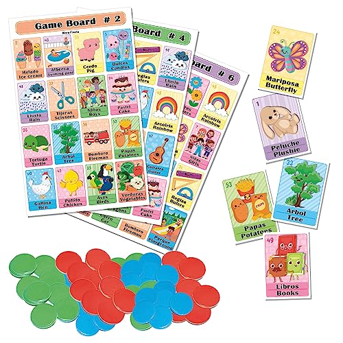 More Fiesta Bilingual Bingo Game Set in English and Spanish Mexican Bingo for 10 Players 10 Boards Full Deck of Cards and Chips - Image 1