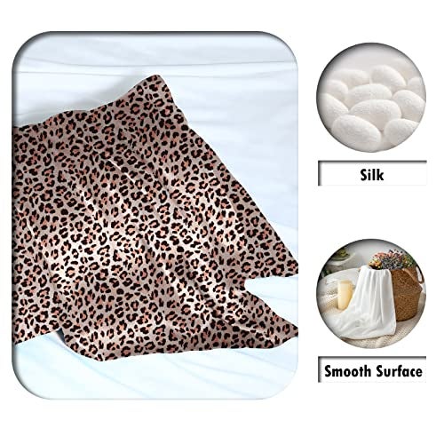 Suatien Mulberry Silk Pillowcase for Hair and Skin Standard Size Leopard Print Silk Pillow Cases with Zipper Soft Breathable Smooth Cooling Silk Pillow Covers for Sleeping (Taupe Leopard,20"X 26",1Pcs) - Image 2