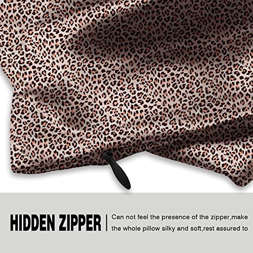 Suatien Mulberry Silk Pillowcase for Hair and Skin Standard Size Leopard Print Silk Pillow Cases with Zipper Soft Breathable Smooth Cooling Silk Pillow Covers for Sleeping (Taupe Leopard,20"X 26",1Pcs) - Image 3
