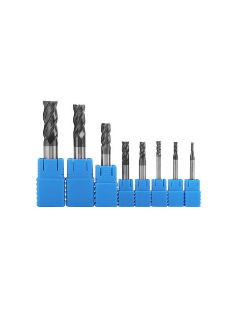 8pcs 2-12mm CNC Square Nose End Mills Set, Tungsten Carbide End Mill Bits, 4 Flutes Carbide End Mill Set Tungsten Steel Milling Cutter Tool Kit for High Speed Milling