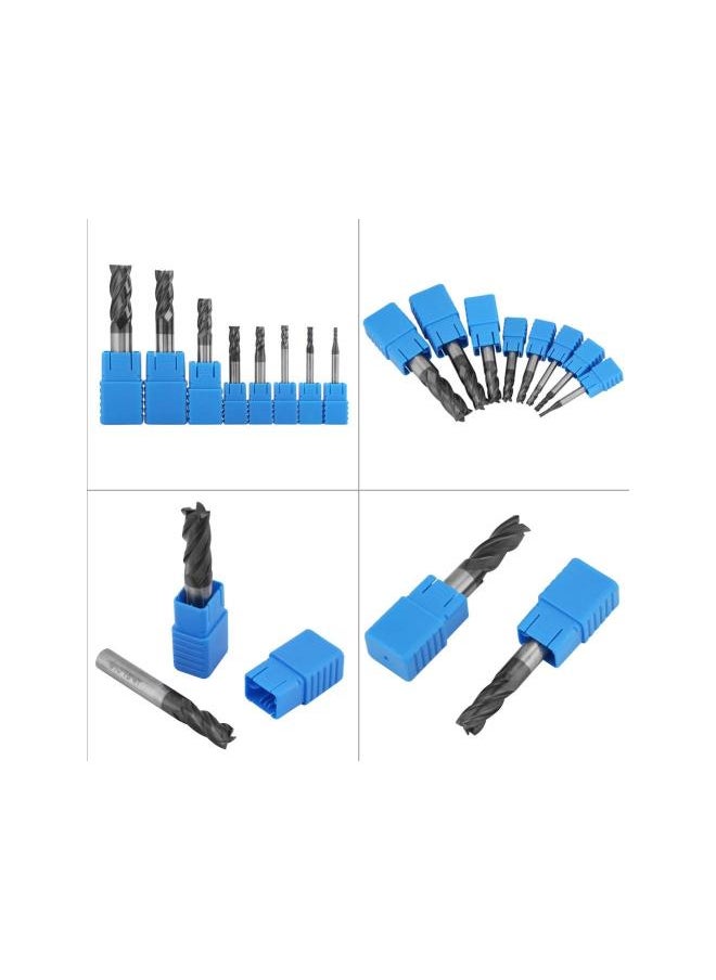 Generic - 8pcs 2-12mm CNC Square Nose End Mills Set, Tungsten Carbide End Mill Bits, 4 Flutes Carbide End Mill Set Tungsten Steel Milling Cutter Tool Kit for High Speed Milling - Image 1