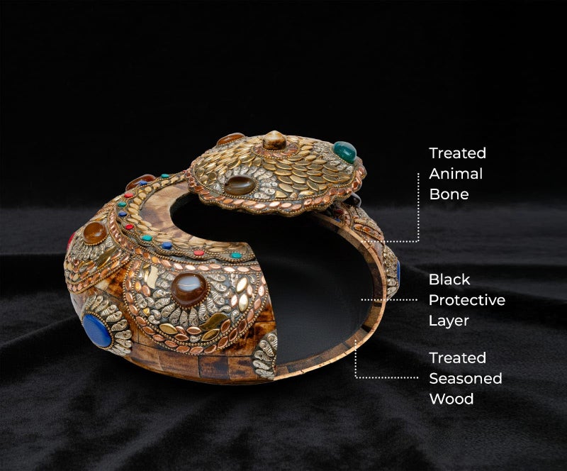 Novitson Amicus Gemma – Handcrafted Bone Artifact Jewel Box | Natural Bone Exterior, Gemstone Inlay | Artisan Keepsake & Collector's Art - Image 2