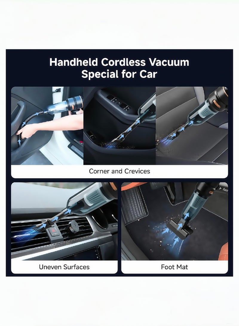 Generic Cordless Handheld Vacuum Cleaner, 16kPa Strong Suction Car Vacuum with Brushless Motor, 4-in-1 Air Duster & Blower, LED Light, Type-C Fast Charging, Mini Portable Vacuum for Home & Pet - Image 4