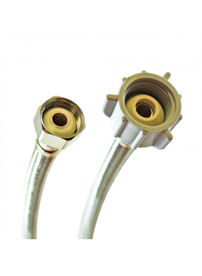 Fluidmaster B4T12 Toilet Connector, Braided Stainless Steel - 1/2 F.I.P. Thread x 7/8 Female Ballcock Thread, 12-Inch Length - Image 1