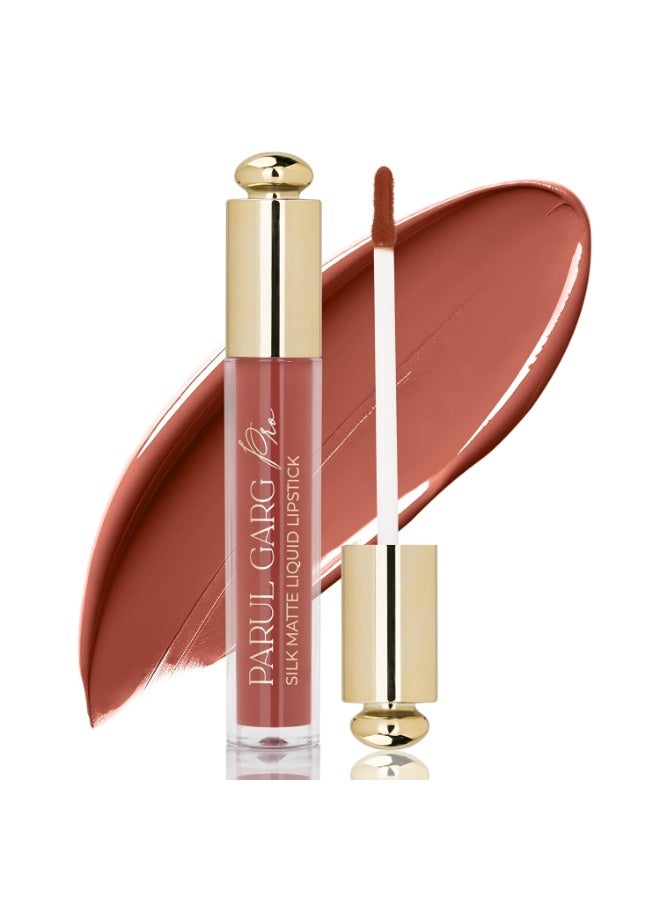 Parul Garg Beauty Silk Matte Liquid Lipstick | Long-Lasting & Smudge-Proof | Soft Matte Finish | Vegan & Clean Beauty | Hydrates with Shea Butter & Vitamin E | Shade: Daisy 16 - Soft Brown, 3ml - Image 1