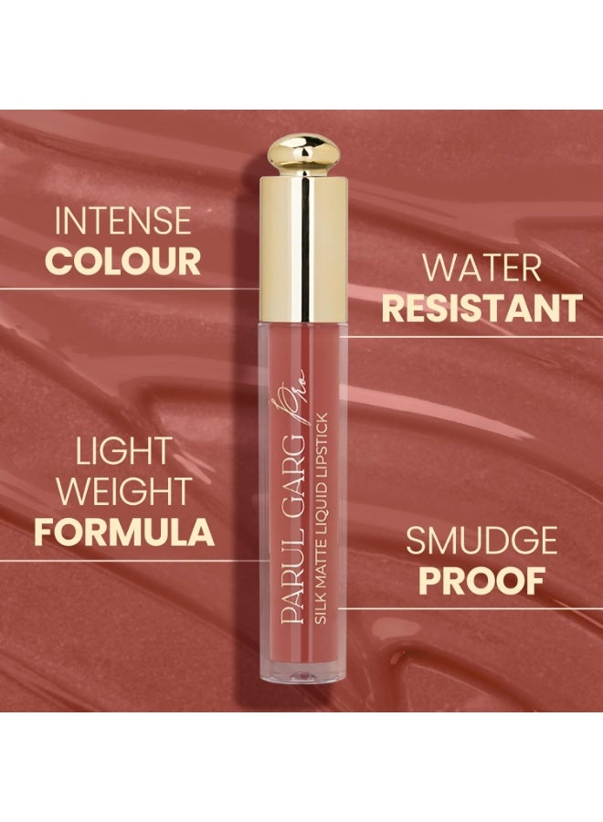 Parul Garg Beauty Silk Matte Liquid Lipstick | Long-Lasting & Smudge-Proof | Soft Matte Finish | Vegan & Clean Beauty | Hydrates with Shea Butter & Vitamin E | Shade: Daisy 16 - Soft Brown, 3ml - Image 3
