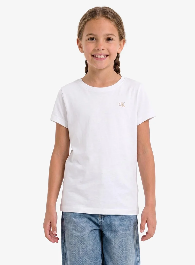 Calvin Klein Jeans Palepeach/Brightwhite 2-Pack Monogram Slim T-Shirts for Women | Best Price UAE
