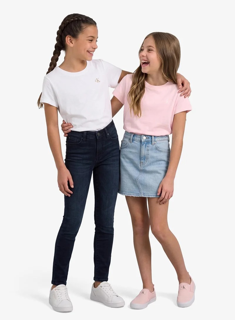 Calvin Klein Jeans Palepeach/Brightwhite 2-Pack Monogram Slim T-Shirts for Women | Best Price UAE