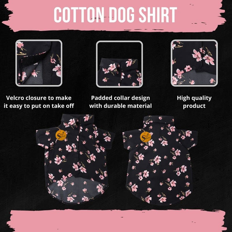 Sage Square Funky Soft Material Dog Shirt | Cool/Funky Print Pet | Soft Light Weight | Comfortable & Breathable Dog Clothing | Trendy Vest Outfit (Black Flower Print) (Medium - 16inch) - Image 5