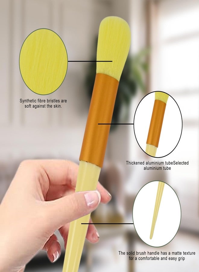 BeFunky 13pcs Soft Makeup Brush Set Makeup Brushes Foundation Powder Eyeshadow Eyebrow Brush Set Cosmetic Brush with Synthetic Bag (Yellow) - Image 5