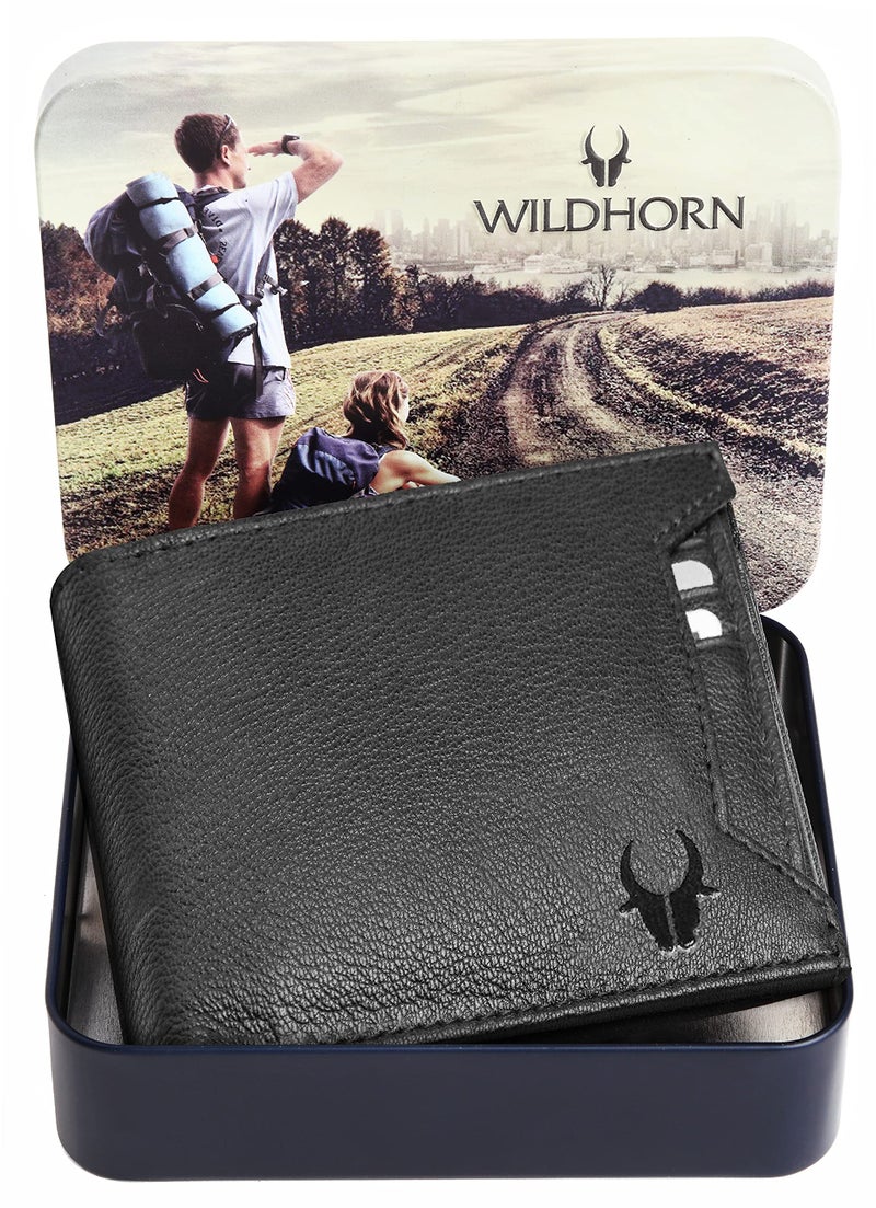 WildHorn Leather Wallet for Men (Obsidian Black) - Image 1