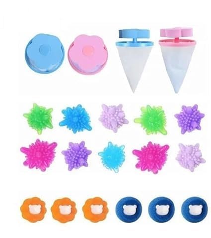 OTIPORTER 10 Pcs Silicone Lint Remover Cleaning Balls Reusable Washing Machine Ball for AntiWinding Clothes Deep Cleaning 4 Pcs Washing Machine Hair Filter Cleaning Bag Washing Machine 6 Dryer Ball - Image 4