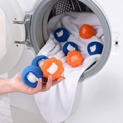 OTIPORTER 10 Pcs Silicone Lint Remover Cleaning Balls Reusable Washing Machine Ball for AntiWinding Clothes Deep Cleaning 4 Pcs Washing Machine Hair Filter Cleaning Bag Washing Machine 6 Dryer Ball - Image 5