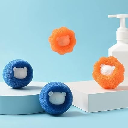 OTIPORTER 10 Pcs Silicone Lint Remover Cleaning Balls Reusable Washing Machine Ball for AntiWinding Clothes Deep Cleaning 4 Pcs Washing Machine Hair Filter Cleaning Bag Washing Machine 6 Dryer Ball - Image 2