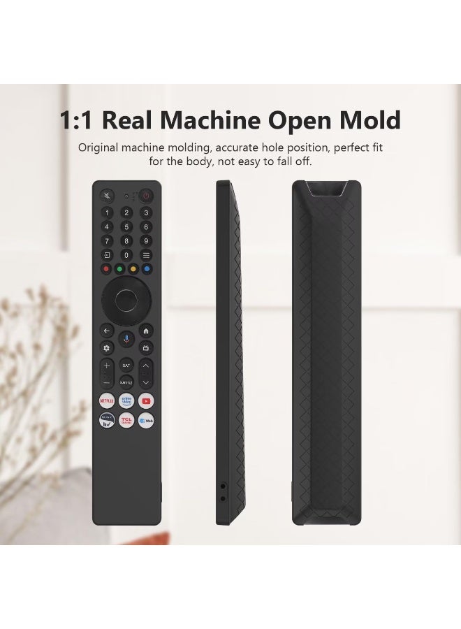 Case Compatible with TCL RC833A Anti-Drop and Anti-Collision, Elastic Silicone Lightweight Shockproof Remote Protective Cover with Lanyard for RC833A Remote Control (Black) - Image 4