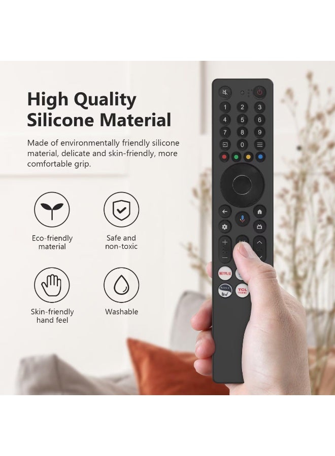 Case Compatible with TCL RC833A Anti-Drop and Anti-Collision, Elastic Silicone Lightweight Shockproof Remote Protective Cover with Lanyard for RC833A Remote Control (Black) - Image 3