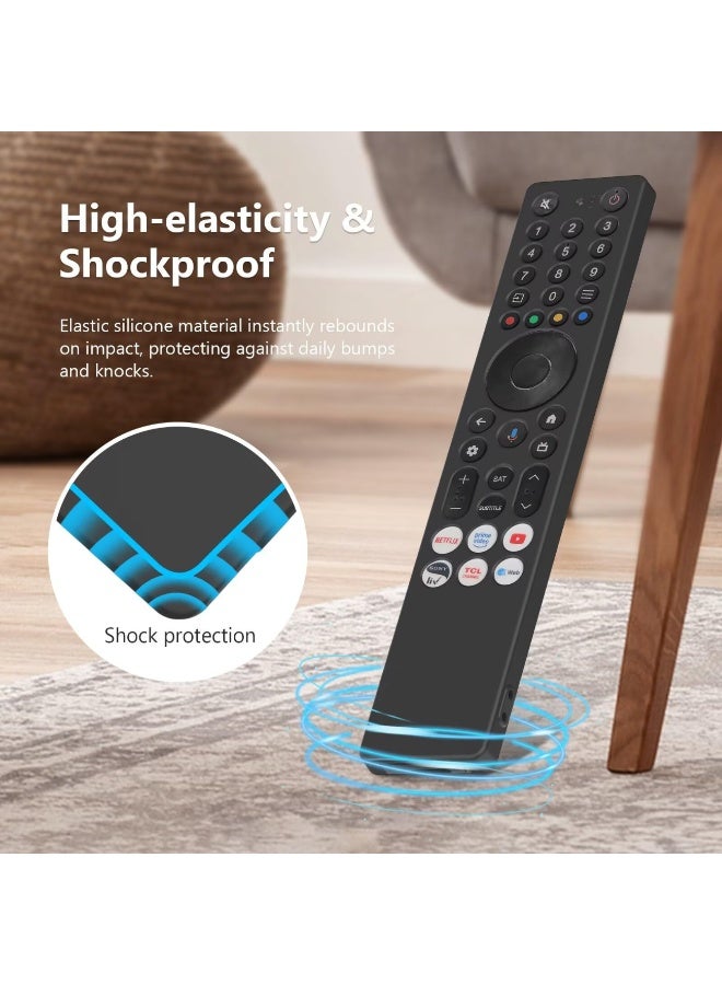 Case Compatible with TCL RC833A Anti-Drop and Anti-Collision, Elastic Silicone Lightweight Shockproof Remote Protective Cover with Lanyard for RC833A Remote Control (Black) - Image 5