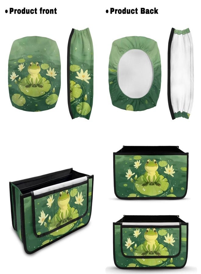 Luarisgur Rollator Walker Seat and Backrest Covers and Walker Basket Set of 3, Frog Green Pattern Rollator Walker Accessories Ideal Gifts for Seniors in Assisted Living - Image 4