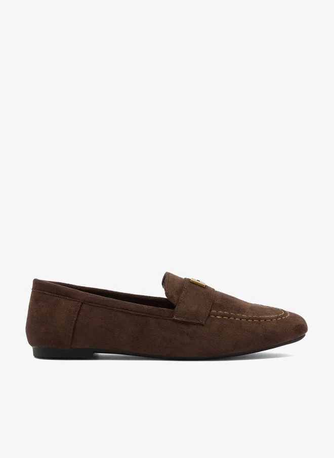 ELLA Suede Loafers With Gold Detail