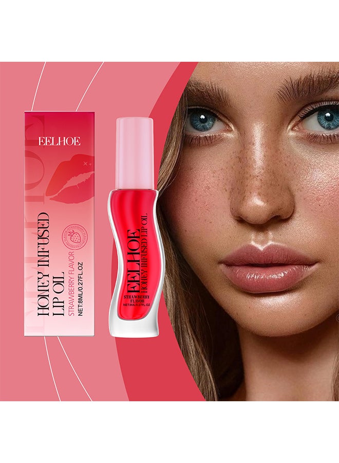 إيلهو ملمع الشفاه بخلاصة حمض الهيالورونيك - ملمع شفاه فوري بزيت بذور الجوجوبا والعسل والمزيد، تركيبة مغذية ومتجددة - 8 مل (فراولة) - Image 2