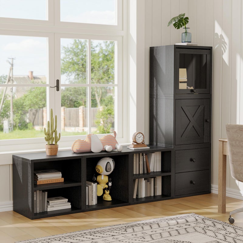 FUSUNBAO Magic DIY Cube Storage Organizer Stackable Cubes for Home Books Clothes Toy-Modular Cubby Storage System-Office Cubical-Bookcase Closet (Black, Drawer Cube) - Image 5