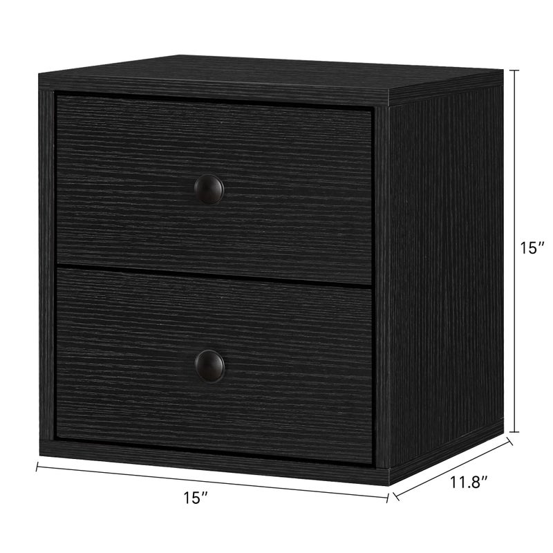 FUSUNBAO Magic DIY Cube Storage Organizer Stackable Cubes for Home Books Clothes Toy-Modular Cubby Storage System-Office Cubical-Bookcase Closet (Black, Drawer Cube) - Image 2