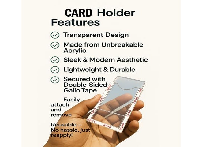 VADDA Men Glass Card Holder for Car Card Cover Windshield and All 4 Wheelers, Durable,Double Side Tape, White - Image 3