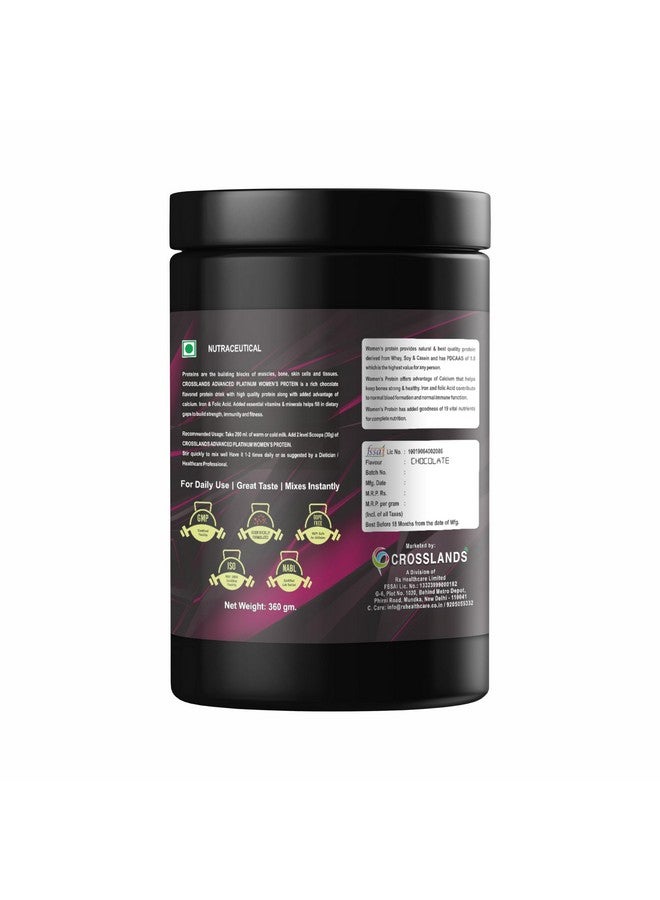 Crosslands Advanced Platinum Women Protein 360 Gm (Powder) Chocolate Flavor (Pack Of 1) - Image 3