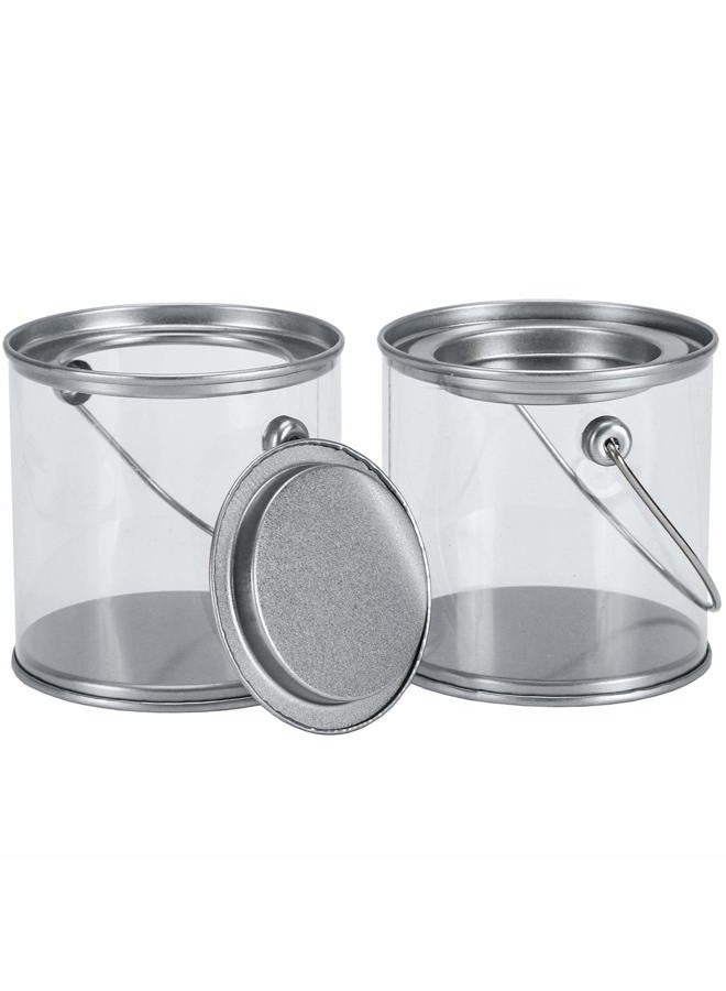 Hedume 9 Pack Mini Clear Plastic Paint Cans, 3-Inch Tall Crafts and Party Favor Cans, Paint Can Containers with Metal Lids Great for Party Decor and DIY - Image 3