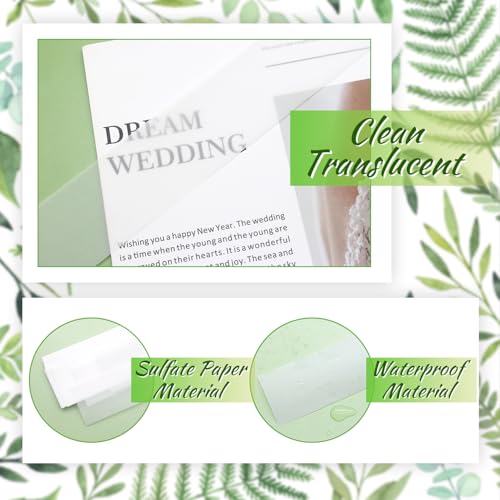 Benvo 150 Pcs Vellum Paper Bands for 5x7 Wedding Invitations Belly Bands Elegant Wrap Overlays Gift Wrapping Line for Bridal Showers Anniversaries Thank You Notes - Image 3