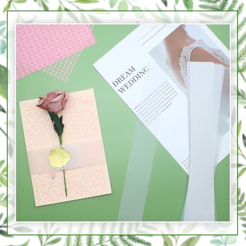 Benvo 150 Pcs Vellum Paper Bands for 5x7 Wedding Invitations Belly Bands Elegant Wrap Overlays Gift Wrapping Line for Bridal Showers Anniversaries Thank You Notes - Image 4