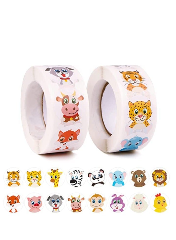Daytoyz 1000pcs Round Animal Stickers with 16 Vibrant Designs 1inch Roll Safari Wild Animal Jungle Self Adhesive Reward Stickers for Kids Party Favors Easter Decorative Envelope Seal Gift - Image 1