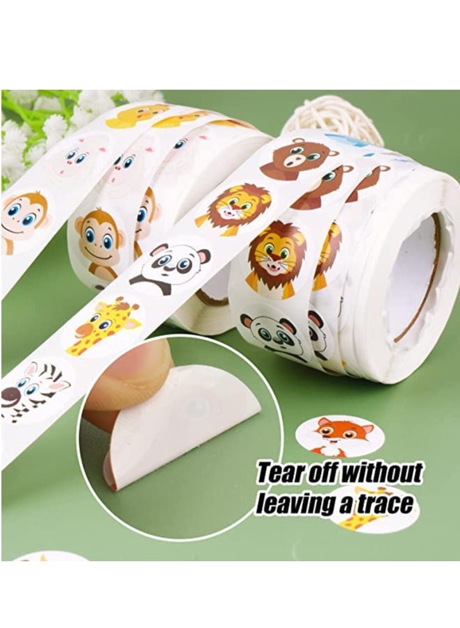 Daytoyz 1000pcs Round Animal Stickers with 16 Vibrant Designs 1inch Roll Safari Wild Animal Jungle Self Adhesive Reward Stickers for Kids Party Favors Easter Decorative Envelope Seal Gift - Image 3