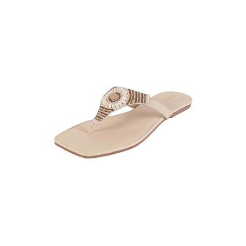 Mochi Women Beige Flat Slip-on Ethnicwear UK/5 EU/38 (32-1051) - Image 1